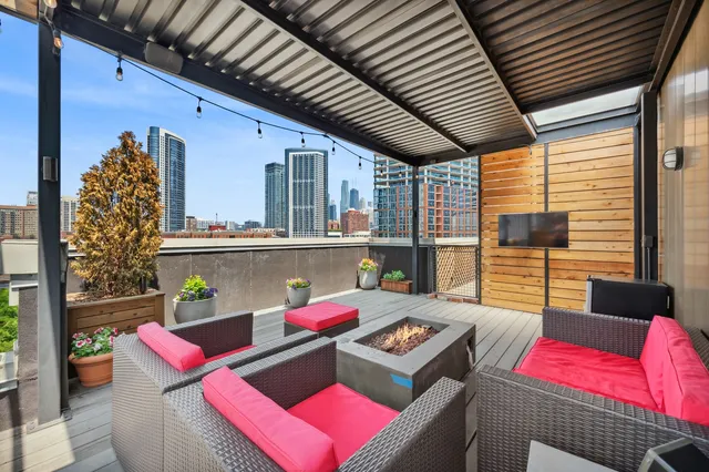 a outdoor living space with furniture