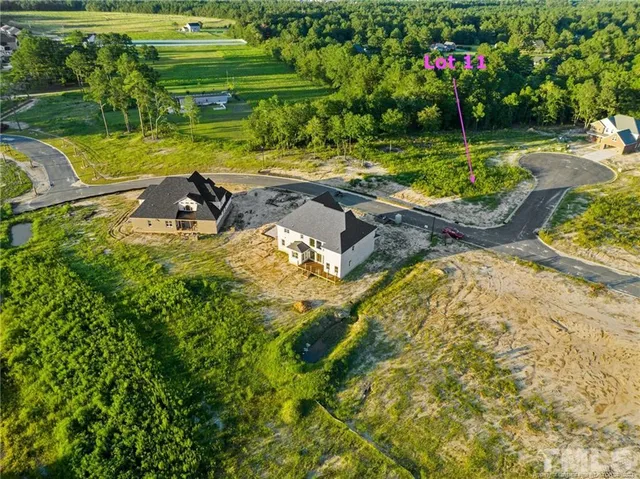 a view of a swimming pool with a yard and potted plants
