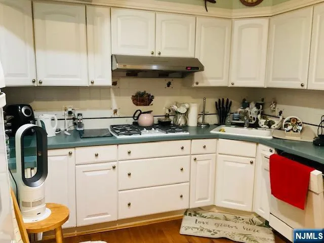 a kitchen with stainless steel appliances granite countertop a sink a stove and cabinets