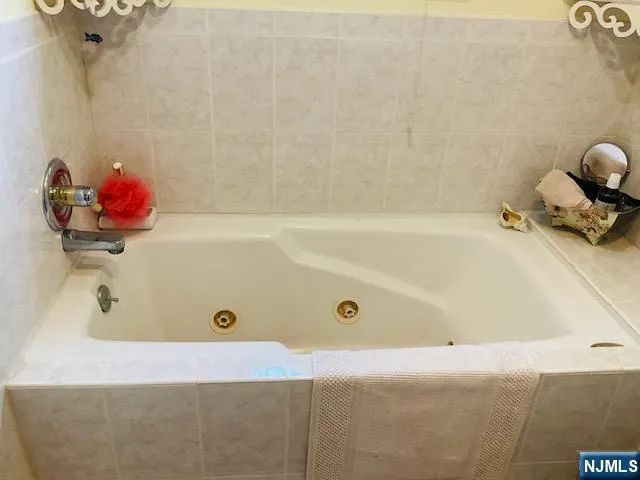 a bathroom with a tub
