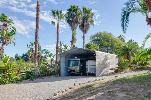a view of a park with palm trees