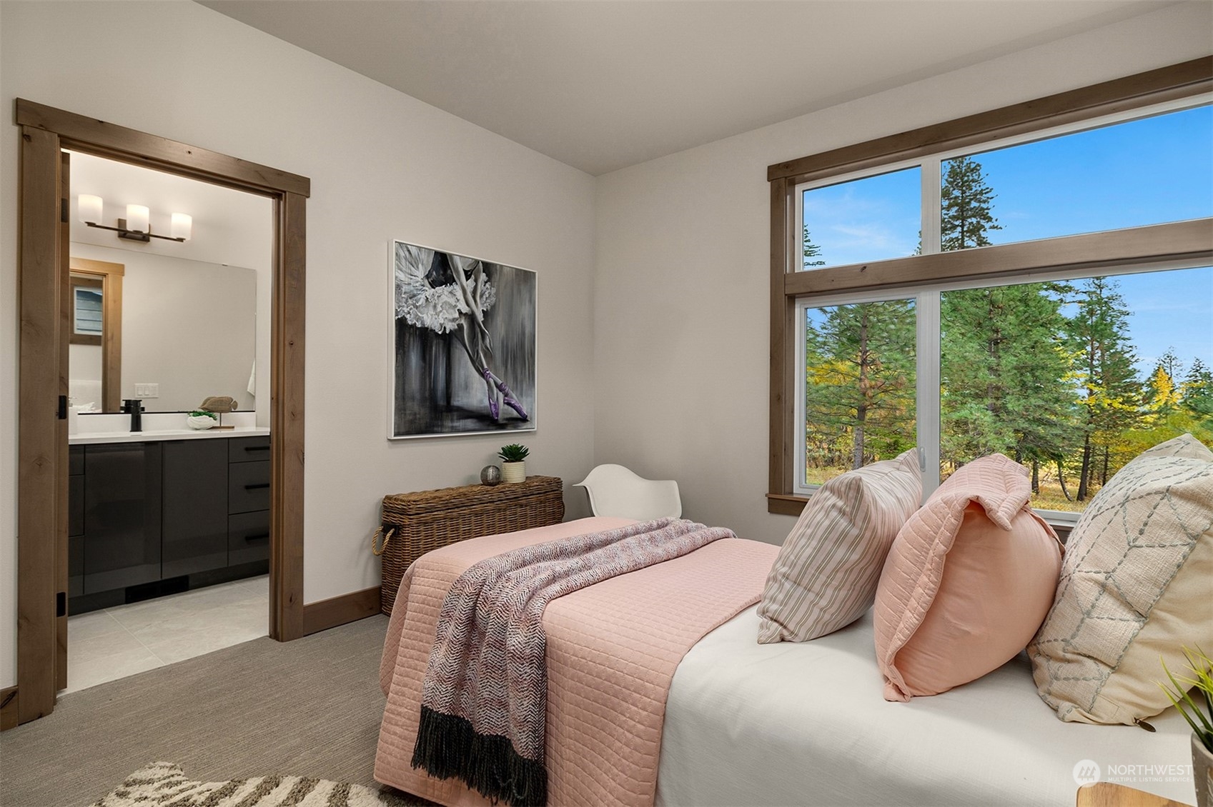 331 Old Grv Trail Ronald, WA 98940 - Photo 34 of 40 a bedroom with a bed and a painting on the wall