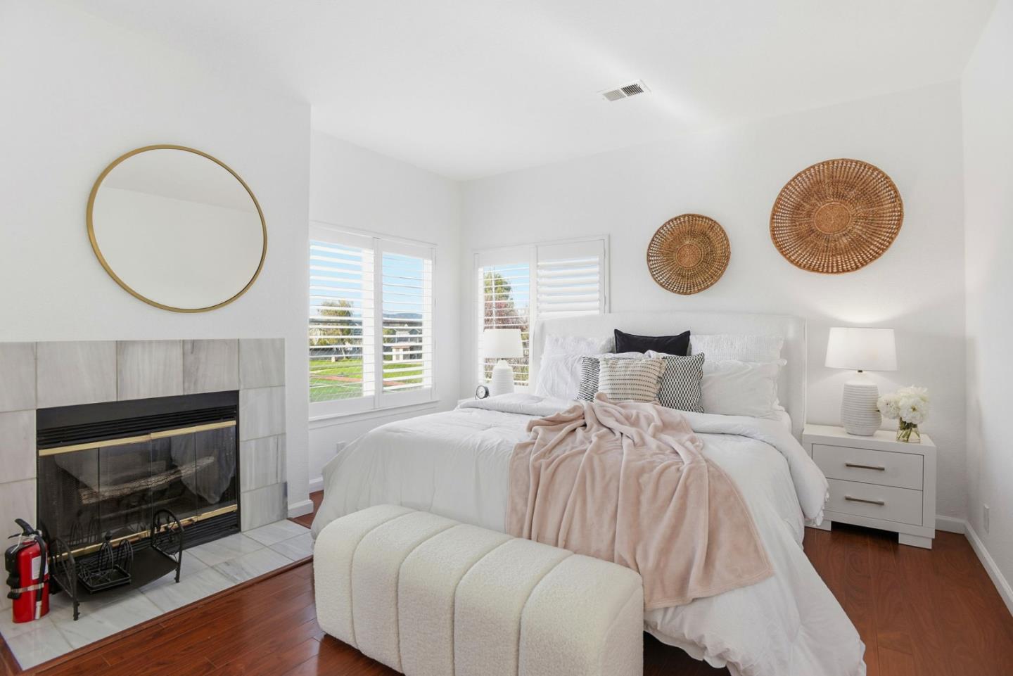 23 Dory Lane Foster City, CA 94404 - Photo 11 of 28 a bedroom with a bed a fireplace and a window