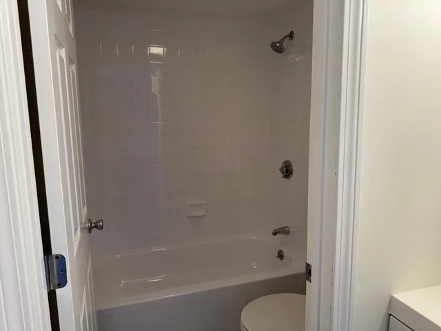 a bathroom with a bathtub