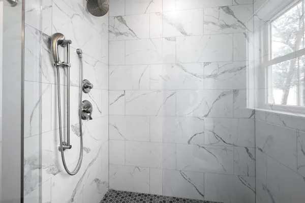 a bathroom with a shower