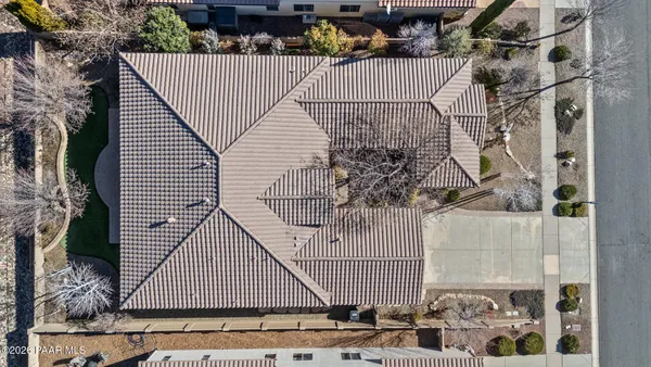 an aerial view of a house