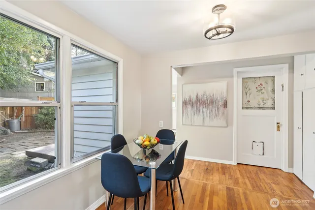 a workspace with furniture and window