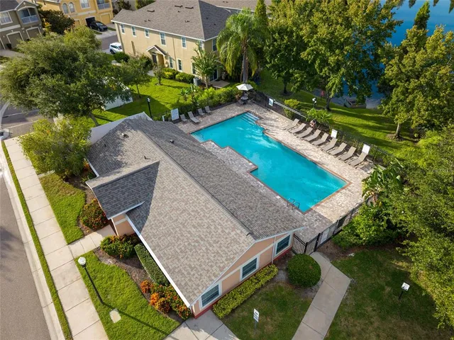 an aerial view of a house