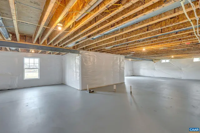 a view of a room with a window