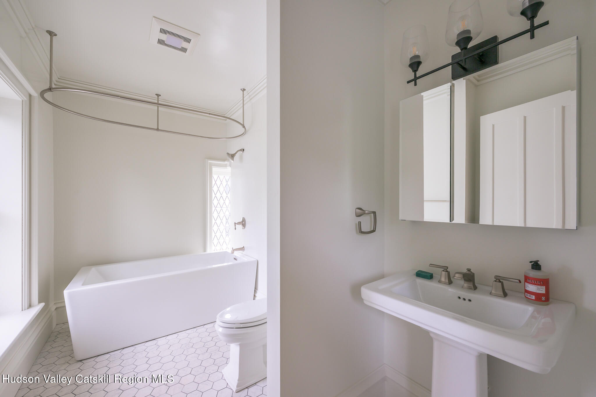 59 Allen Street Hudson, NY 12534 - Photo 39 of 59 a bathroom with a sink a toilet and shower