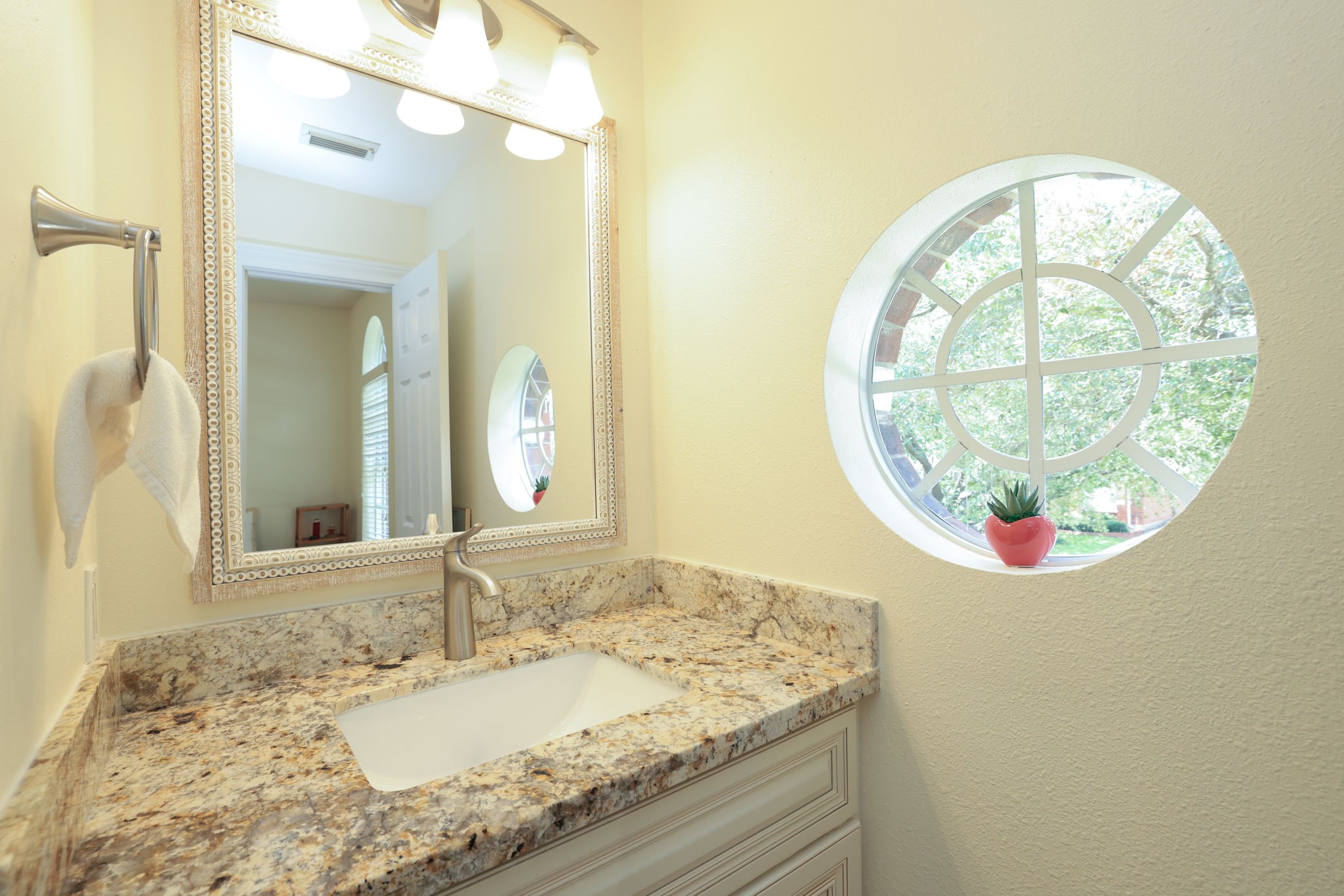 3711 Sapling Trail Court Spring, TX 77388 - Photo 33 of 50 a bathroom with a granite countertop sink and a mirror