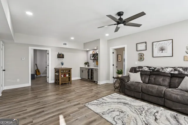 a kitchen with a stove and cabinets