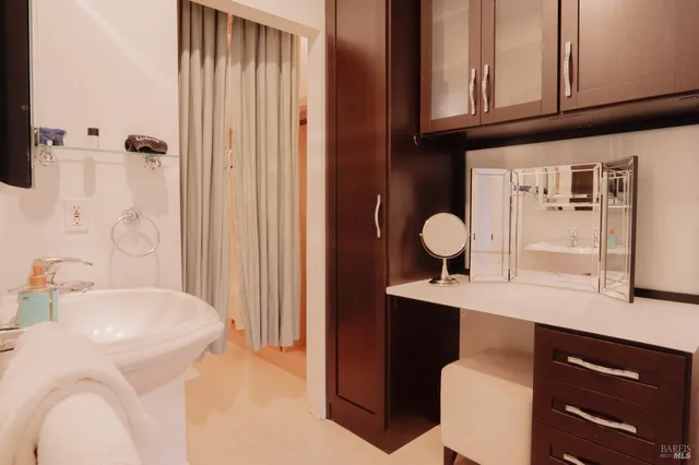 a view of wooden balcony