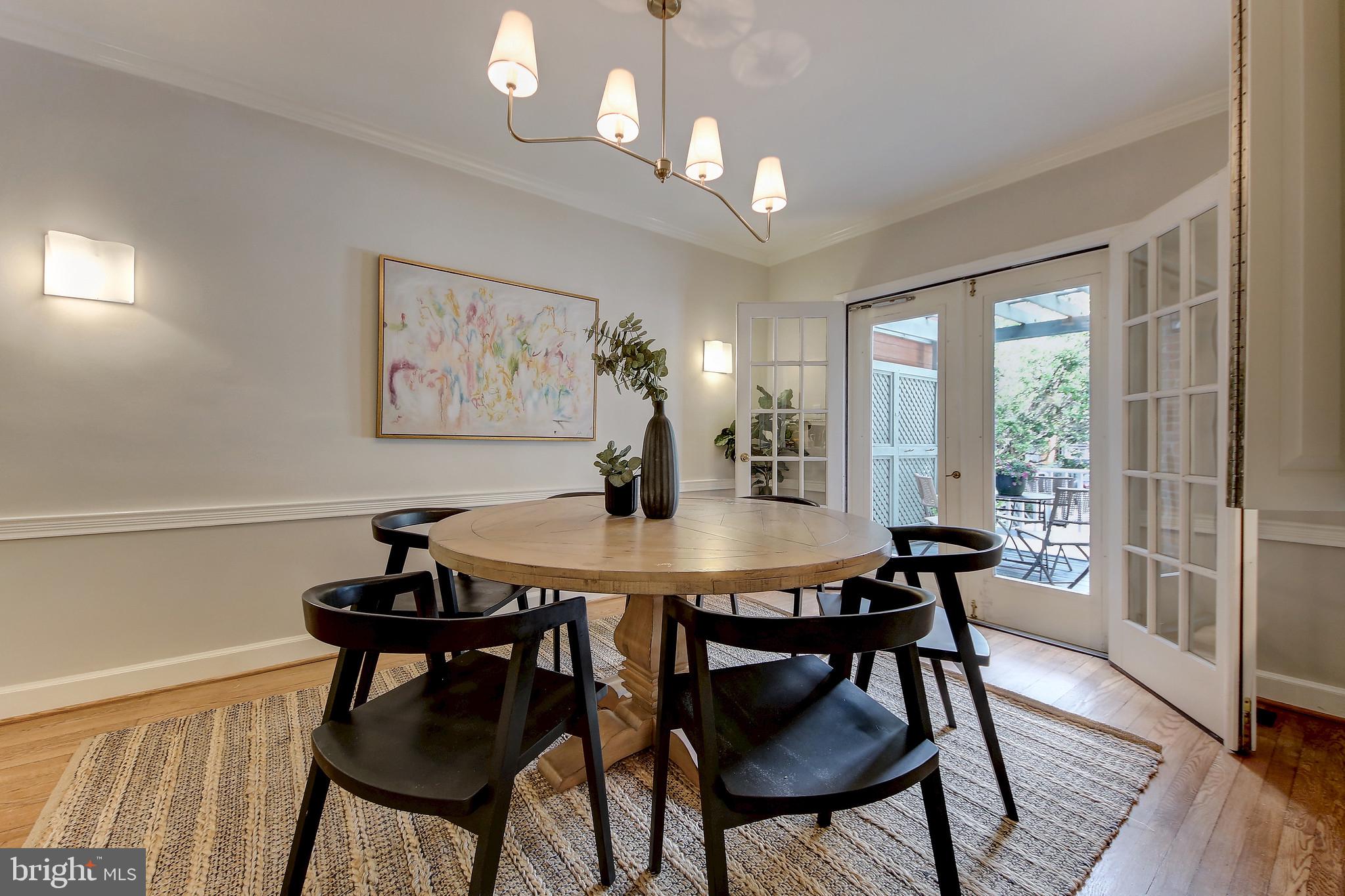 4417 Q Street Northwest Washington, DC 20007 - Photo 6 of 29 Dining Room with French Doors to Deck