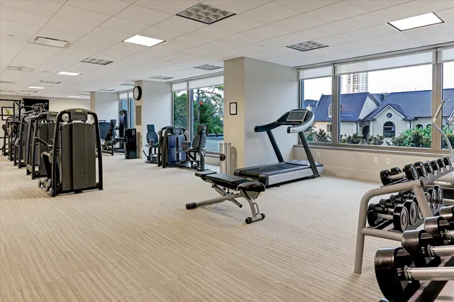 a view of a room with gym equipment