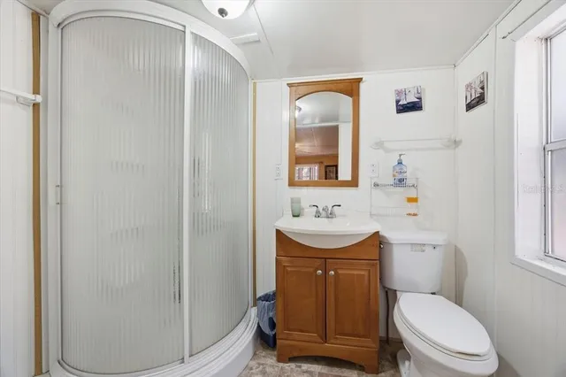 a bathroom with a toilet a sink and mirror