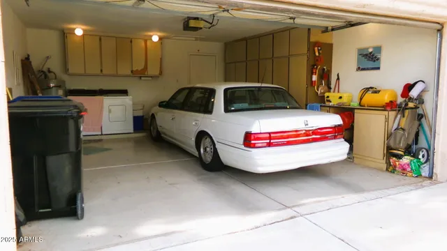 a car parked in a garage