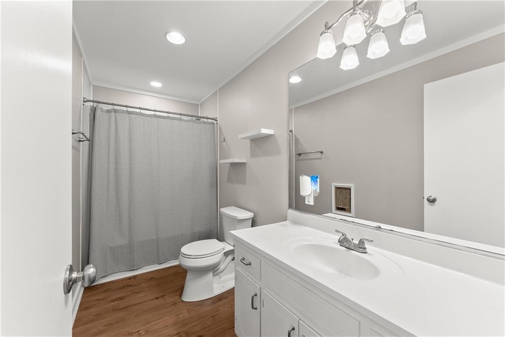 31 Pine Road Dahlonega, GA 30533 - Photo 15 of 32 a bathroom with a sink a toilet a mirror and vanity