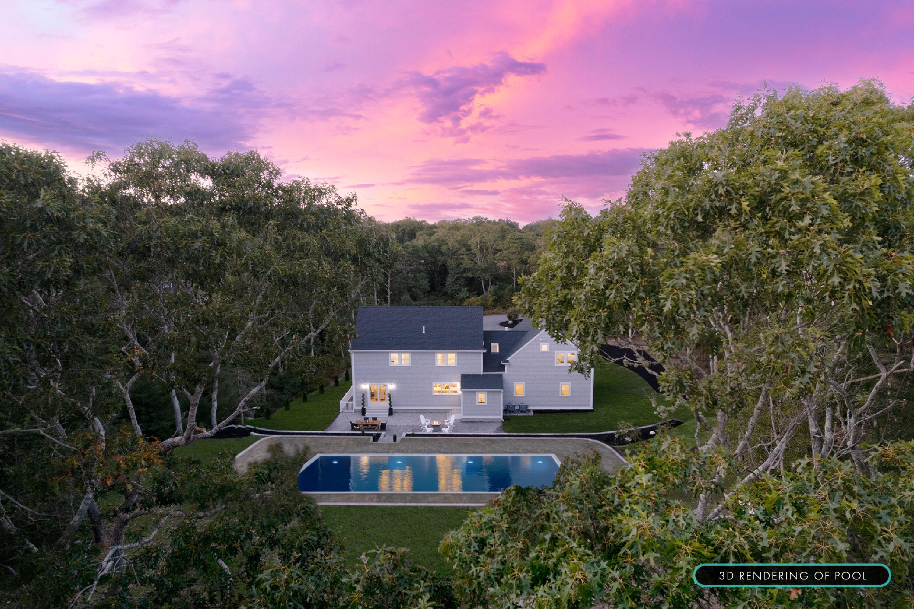 29 Summerwind Lane Centerville, MA 02632 - Photo 3 of 95 Drone Image of 3D Pool in the Back Yard