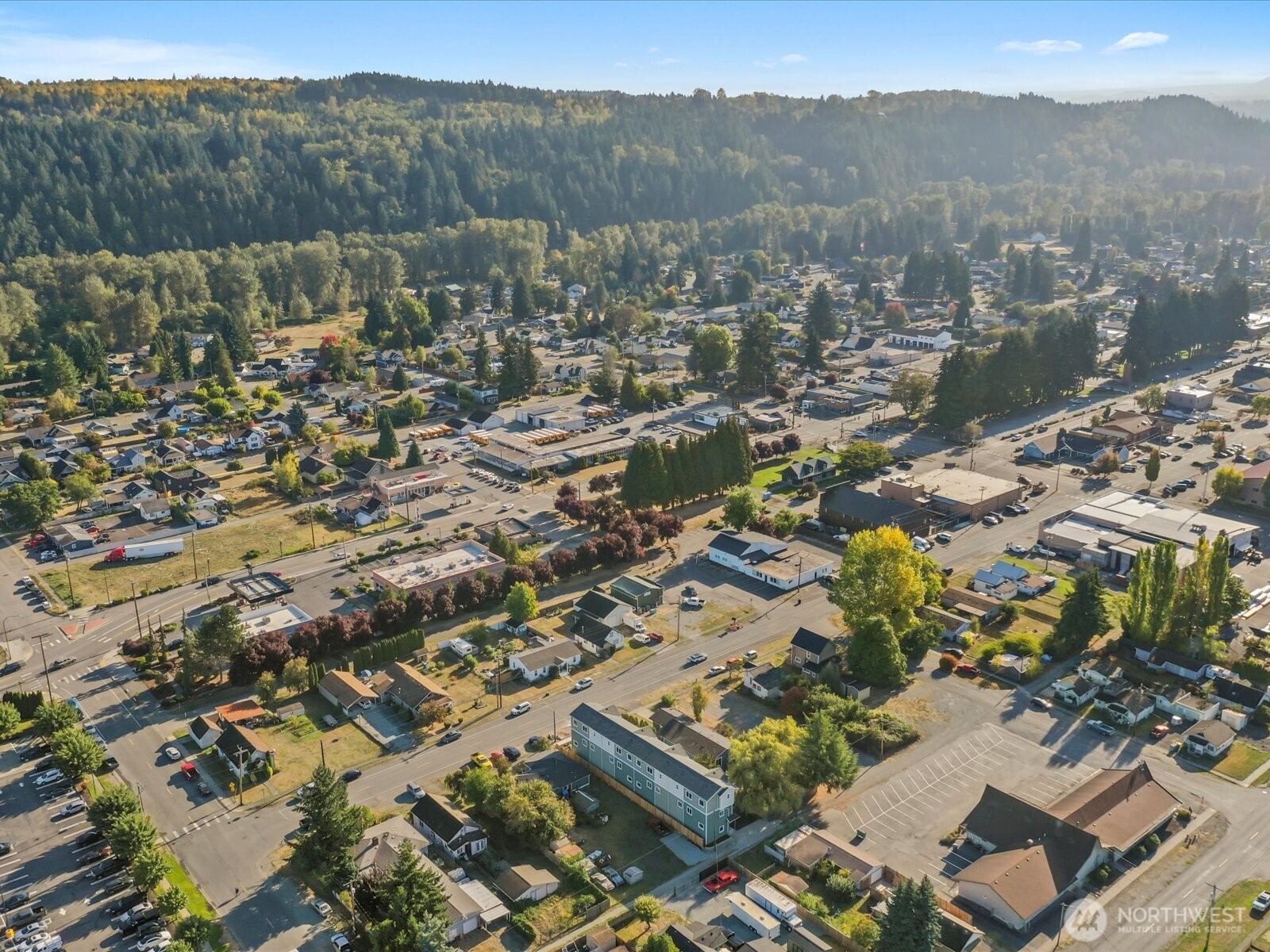 215 Corrin Avenue Northwest, Unit B Orting, WA 98360 - Photo 29 of 36 an aerial view of residential house with parking and trees