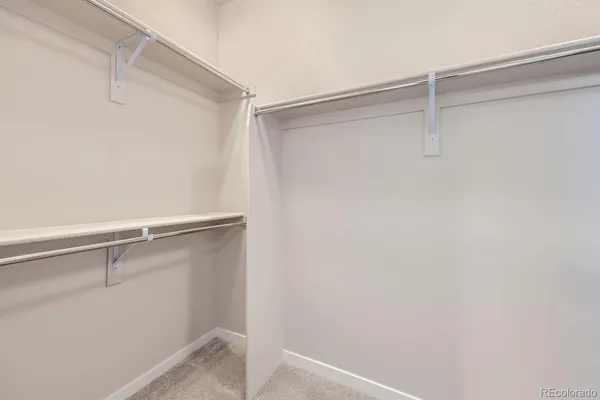 a view of a room with racks on the wall