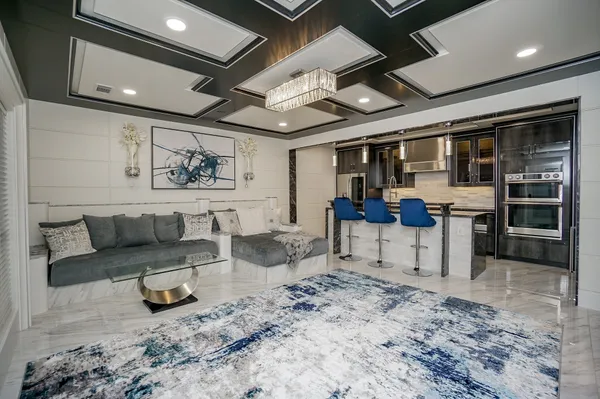 a living room with furniture