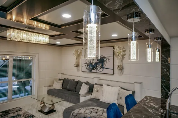 a living room with furniture