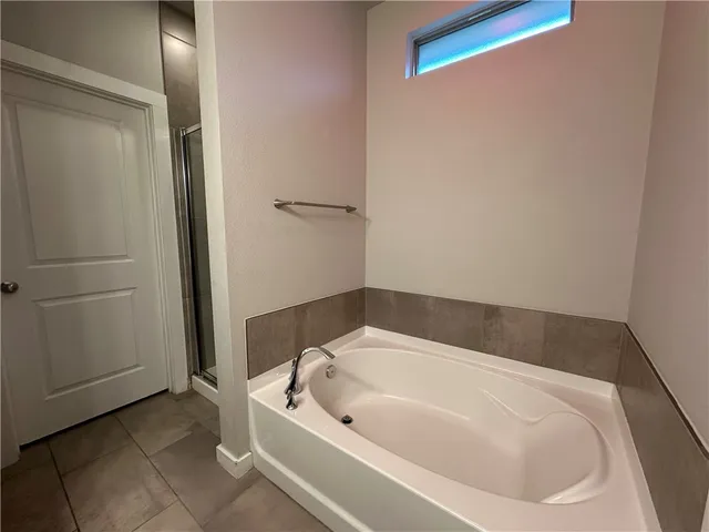 a bathroom with a bathtub