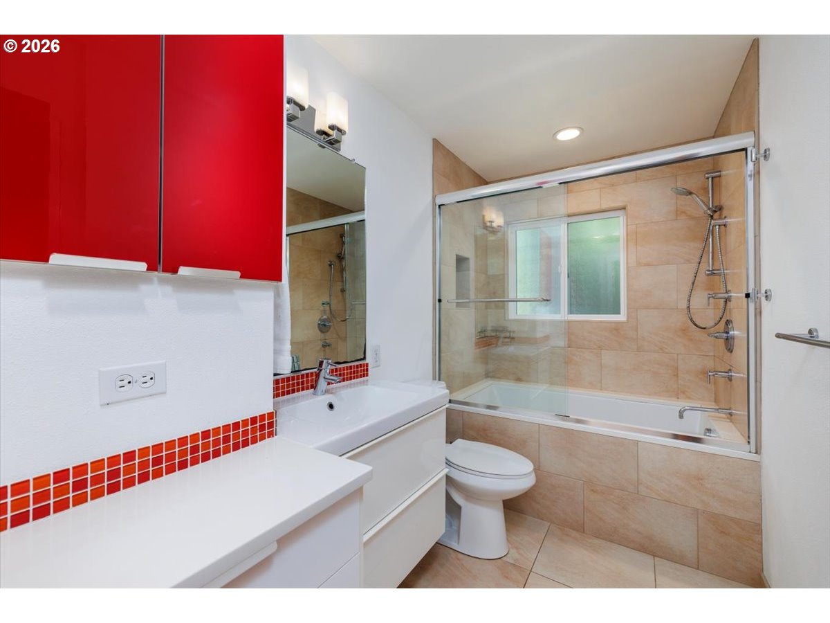 175 Northwest 95th Avenue Portland, OR 97229 - Photo 22 of 46 a bathroom with a sink a toilet and shower