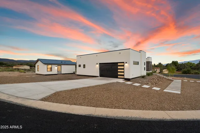 a view of a terrace with a mountain