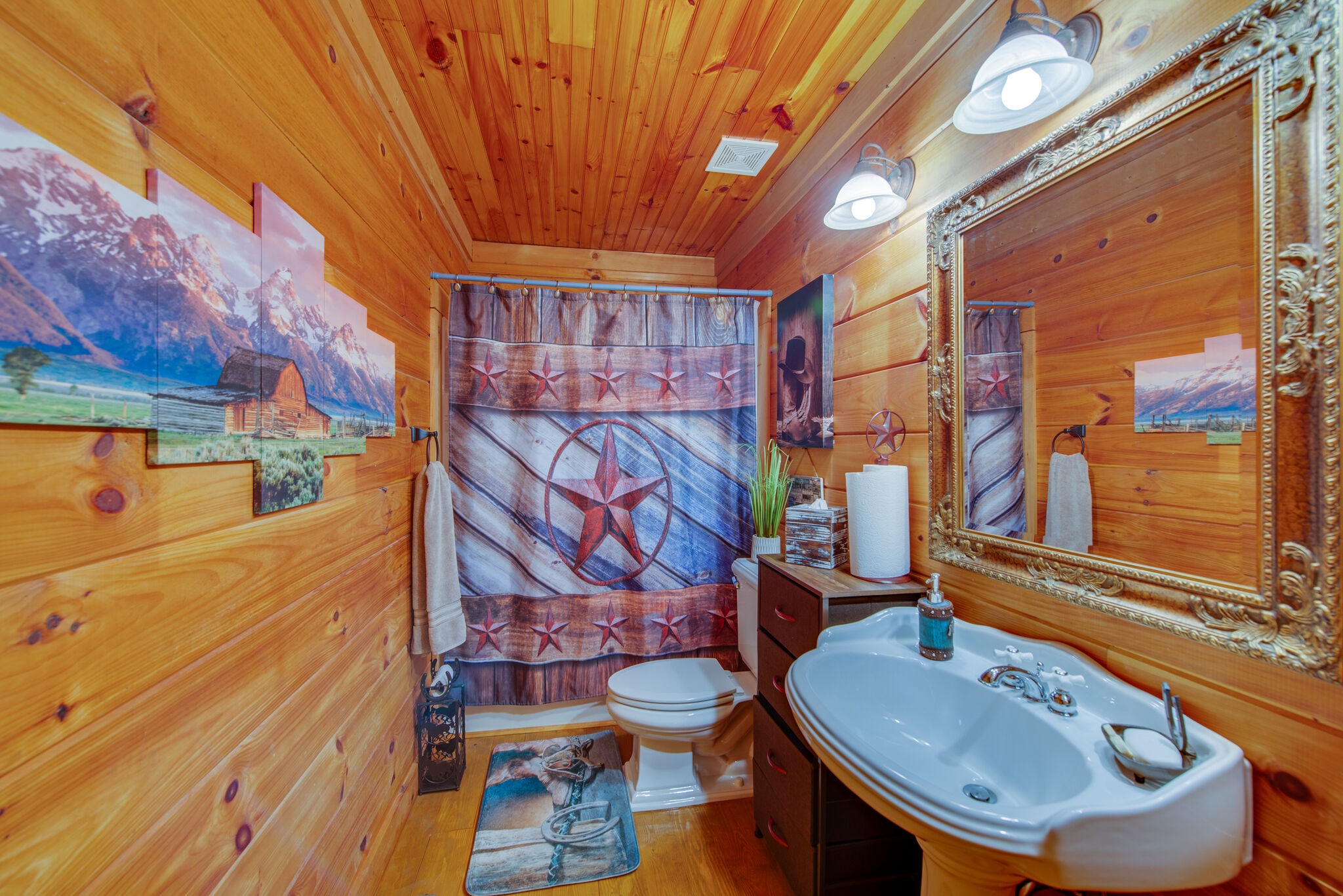 1946 Mann Road Lebanon, TN 37087 - Photo 29 of 50 a bathroom with a sink a toilet and shower curtain