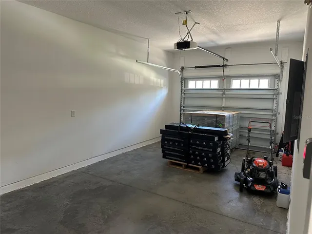 a car is parked in a garage