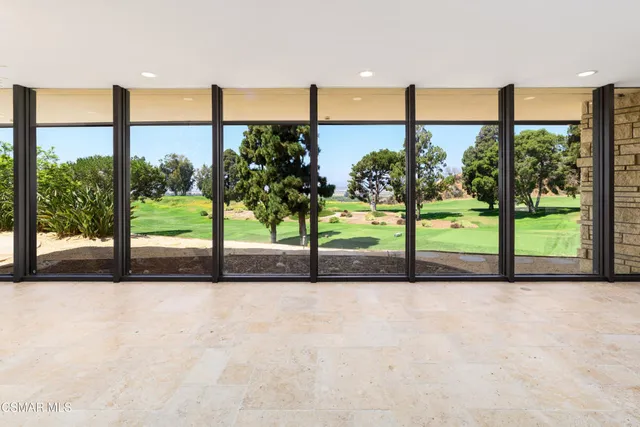a view of a city from a living room
