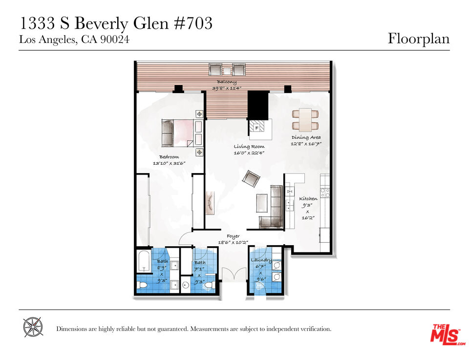 1333 South Beverly Glen Boulevard, Unit 703 Los Angeles, CA 90024 - Photo 18 of 18 a picture of a floor plan