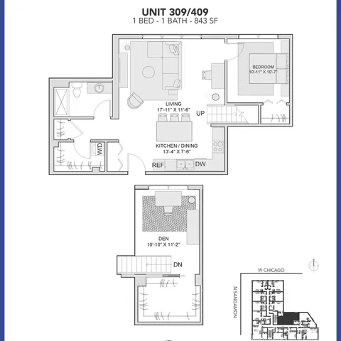 $3,423 | 729 North Sangamon Street, Unit 309, Chicago, IL 60642