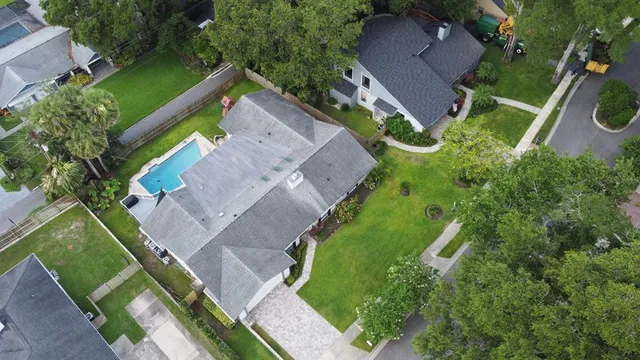 an aerial view of a house