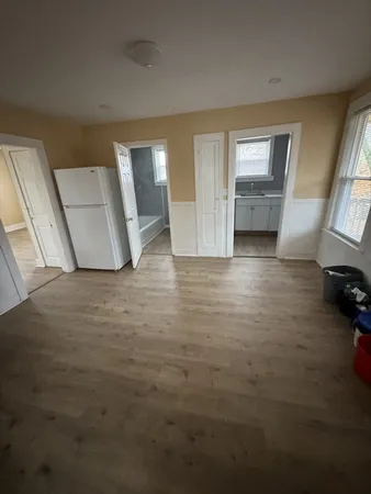 an empty room with windows