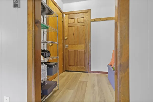 a view of a bathroom with a tub