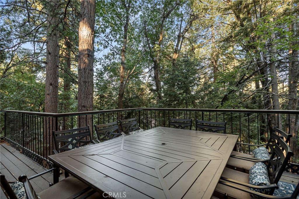 31353 Lightfoot Way Running Springs, CA 92382 - Photo 34 of 42 a view of deck with wooden floor and seating space