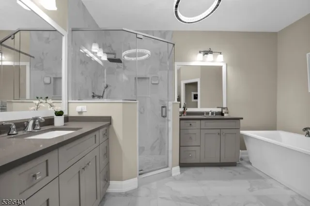 a bedroom with a bed and a table