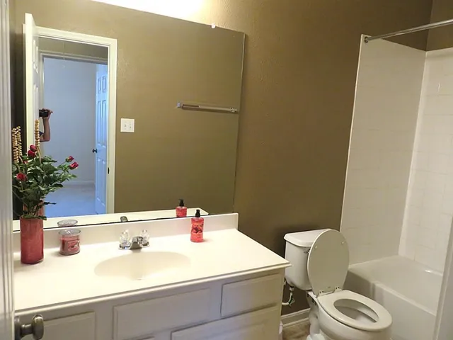 a view of a small space with a window