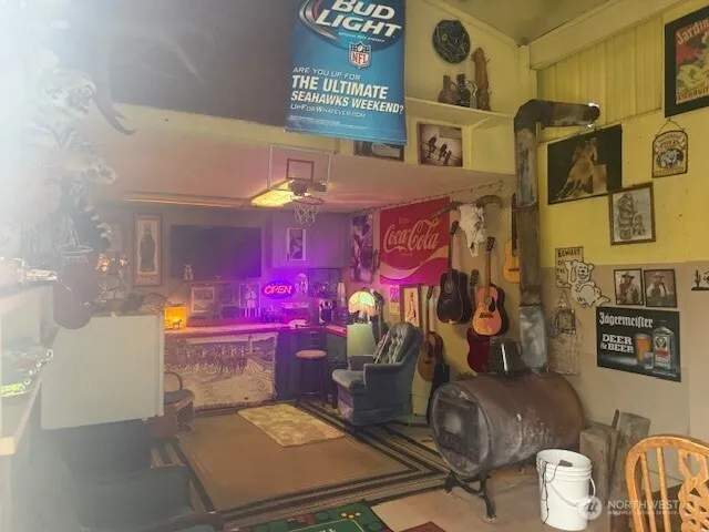 a room that has a table and a chair