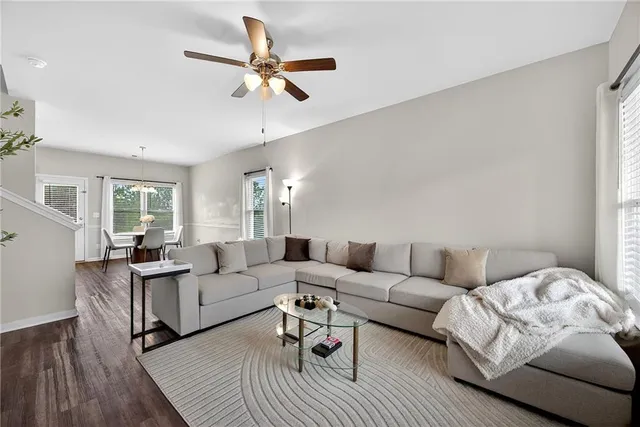 a living room with furniture