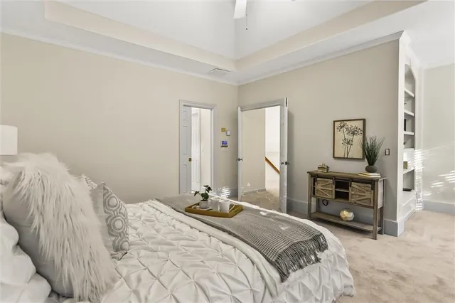 a view of a hallway with staircase