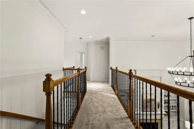 a view of a building with wooden bench