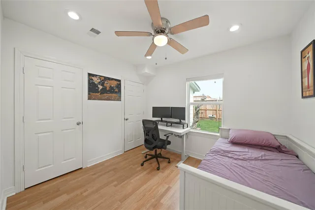 a workspace with a large window