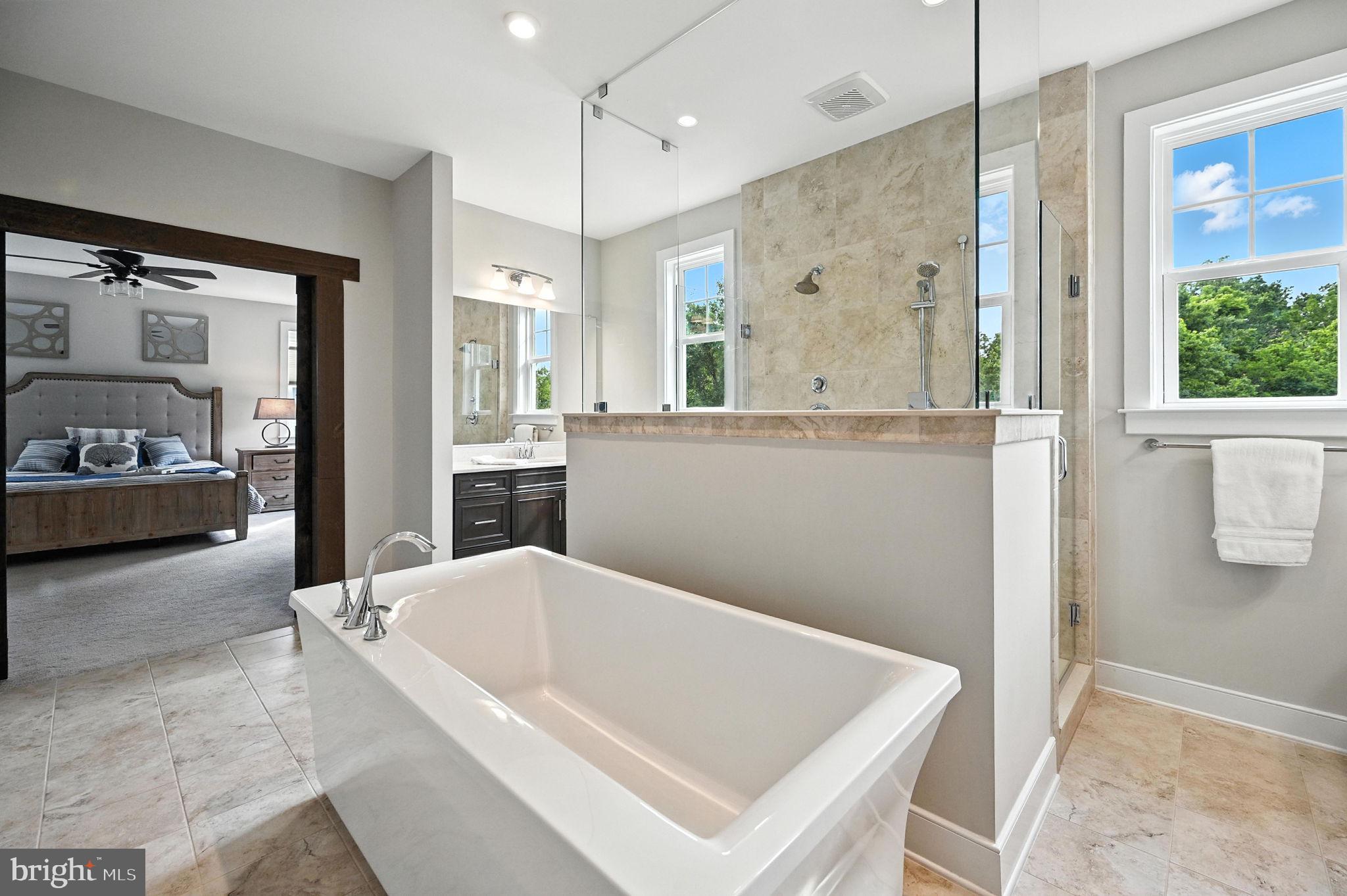 40960 River Cane Place Aldie, VA 20105 - Photo 24 of 54 a white bath tub sitting in a bathroom and mirror