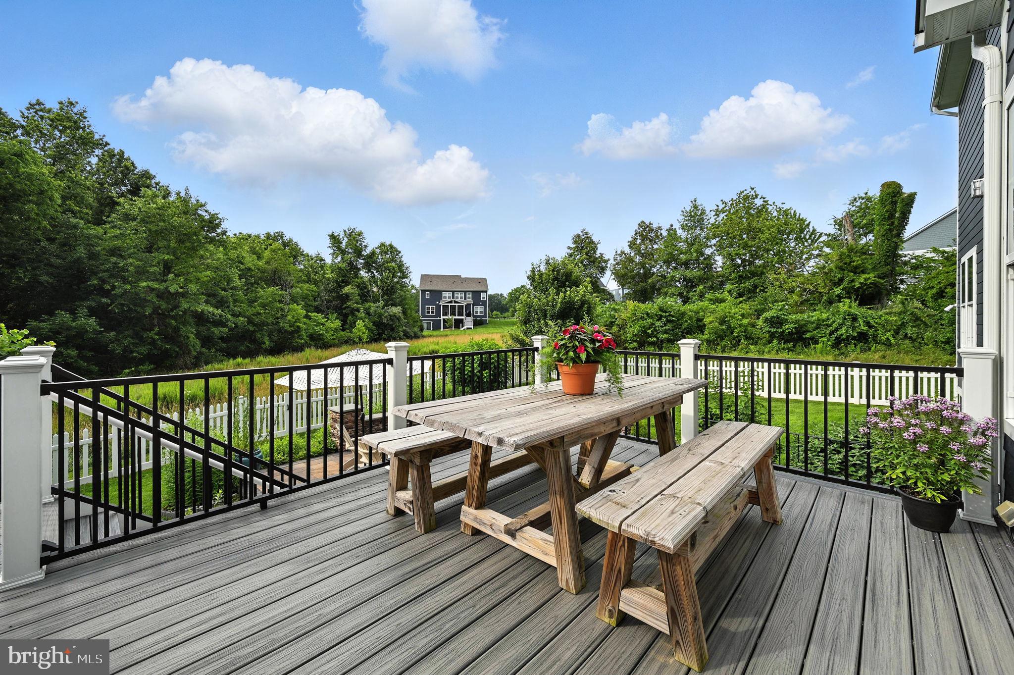 40960 River Cane Place Aldie, VA 20105 - Photo 43 of 54 a view of a deck with wooden floor and fence with a bench