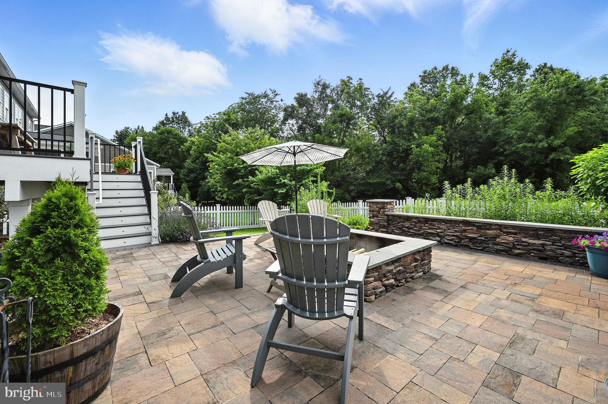 40960 River Cane Place Aldie, VA 20105 - Photo 46 of 54 a view of a patio with table and chairs potted plants with wooden fence