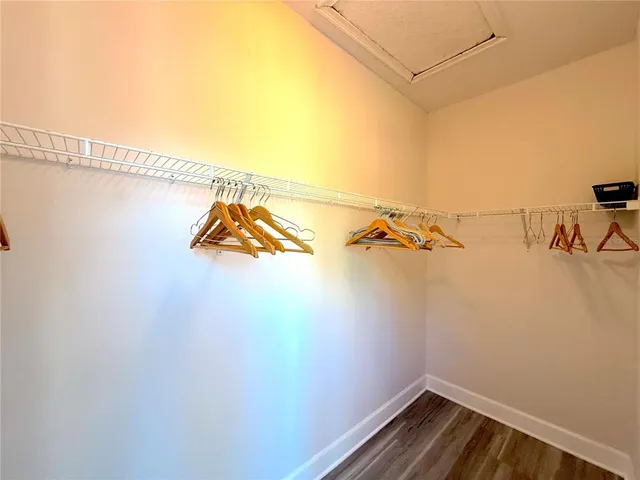 a view of a room with racks on the wall